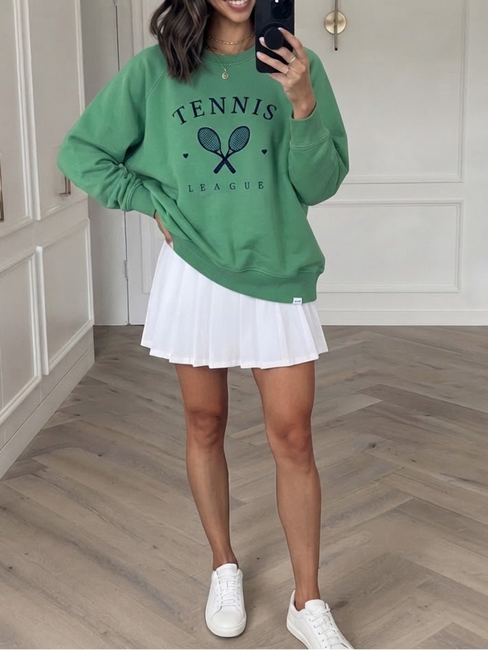 LOFT Green Tennis League Graphic Sweatshirt Pullover Preppy Athletic Size Medium